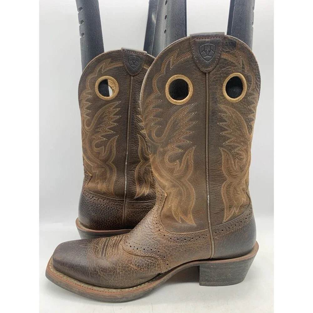 Ariat Heritage Roughstock Western Boots Mens US 10 D  Brown Leather Cowboy ATS